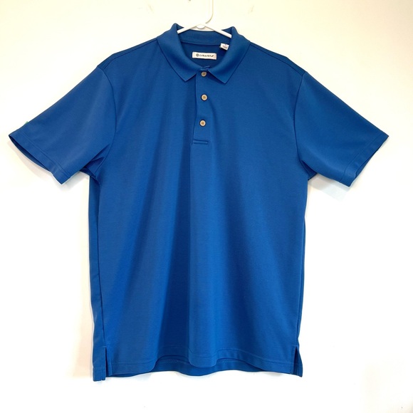 Cubavera Mykonos Blue Solid Textured Polo Large Mens - Picture 4 of 15